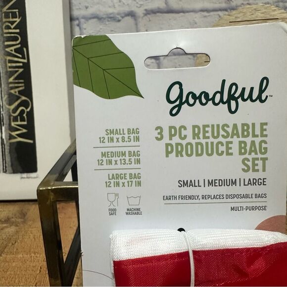 New 3 pc sets GOODFUL reusable produce storage bags small medium large - Picture 3 of 4